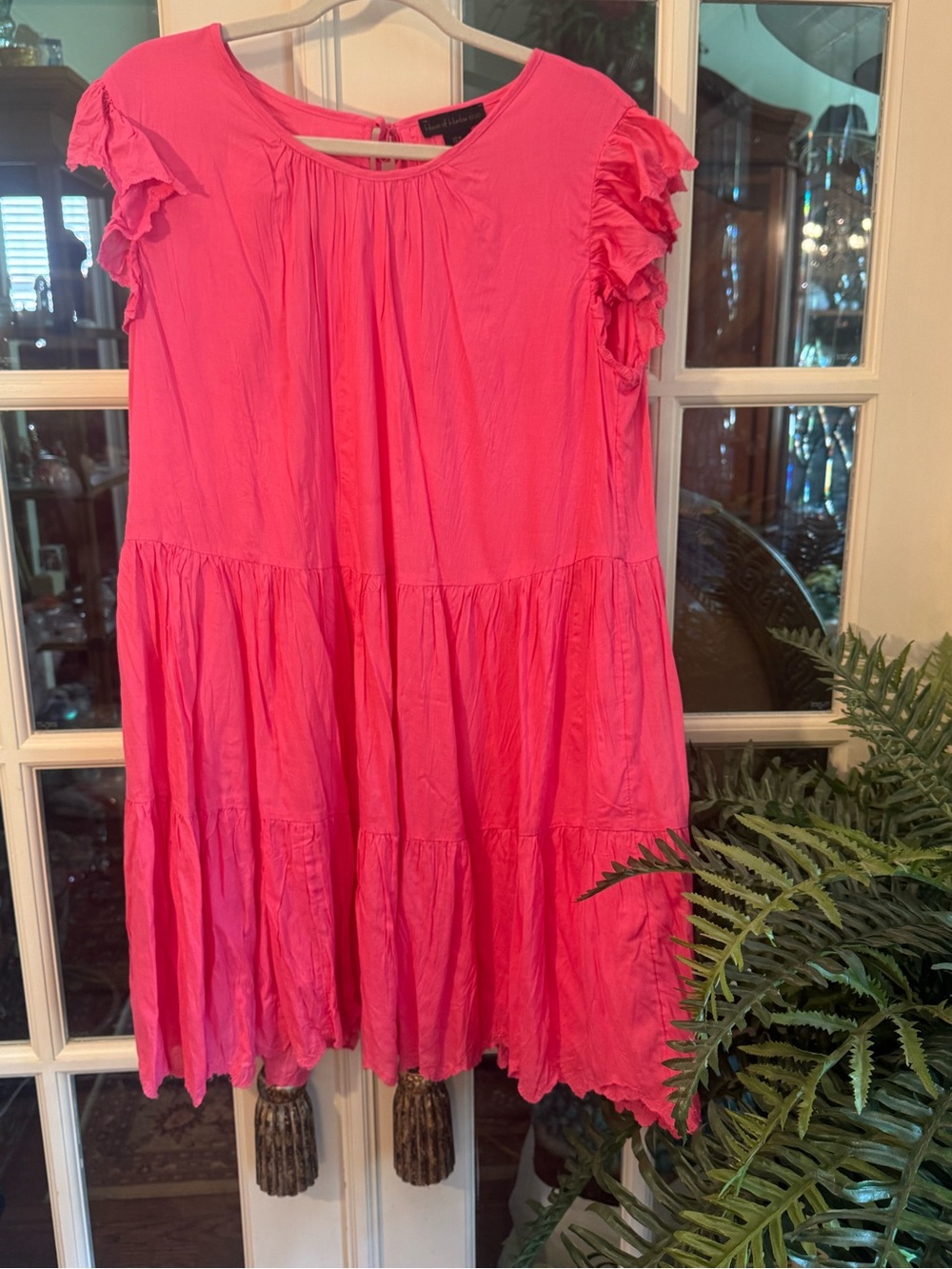 House of Harlow 1960 Hot Pink/Salmon Tiered Ruffle Dress | Medium